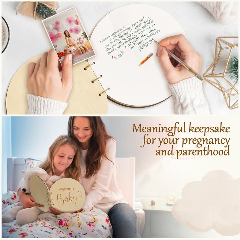 STOFINITY Wooden Baby Shower Guest Book Alternatives for Girl Boy - Welcome Baby Shower Sign in Guest Book Keepsake Gifts, Blank Guestbook for Baby Shower Decorations Gender Neutral - Image 4